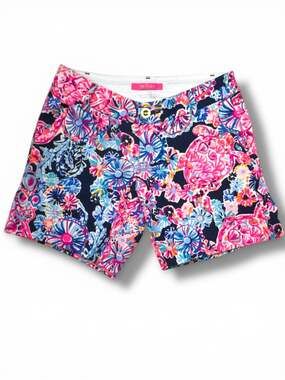 Lilly Pulitzer Jayne Knit Shorts in High Tide Navy In Turtle Amazement